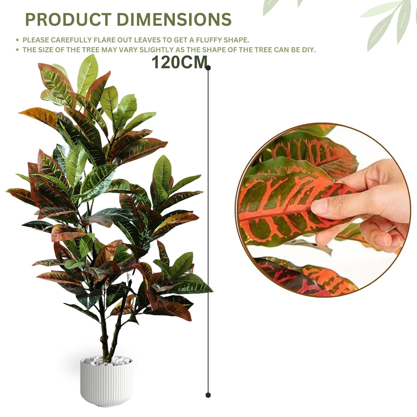 Artificial 4 Feet Croton Plant with Pot for Home Decor