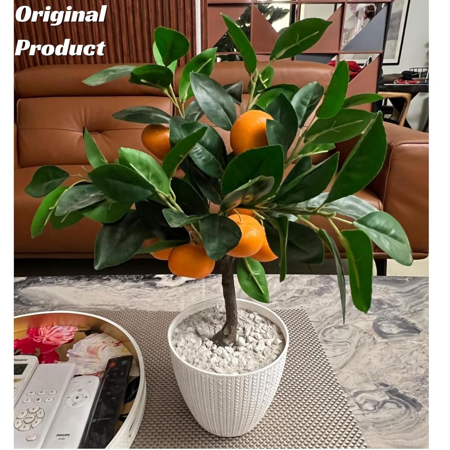 Artificial 1.5 Feet Orange Plant with Pot for Home Decor