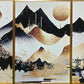 Crystal Painting for Wall Decoration with Golden Frame, Size- 41 X 61 Cm- Crystal Moon Mountains Set of 3