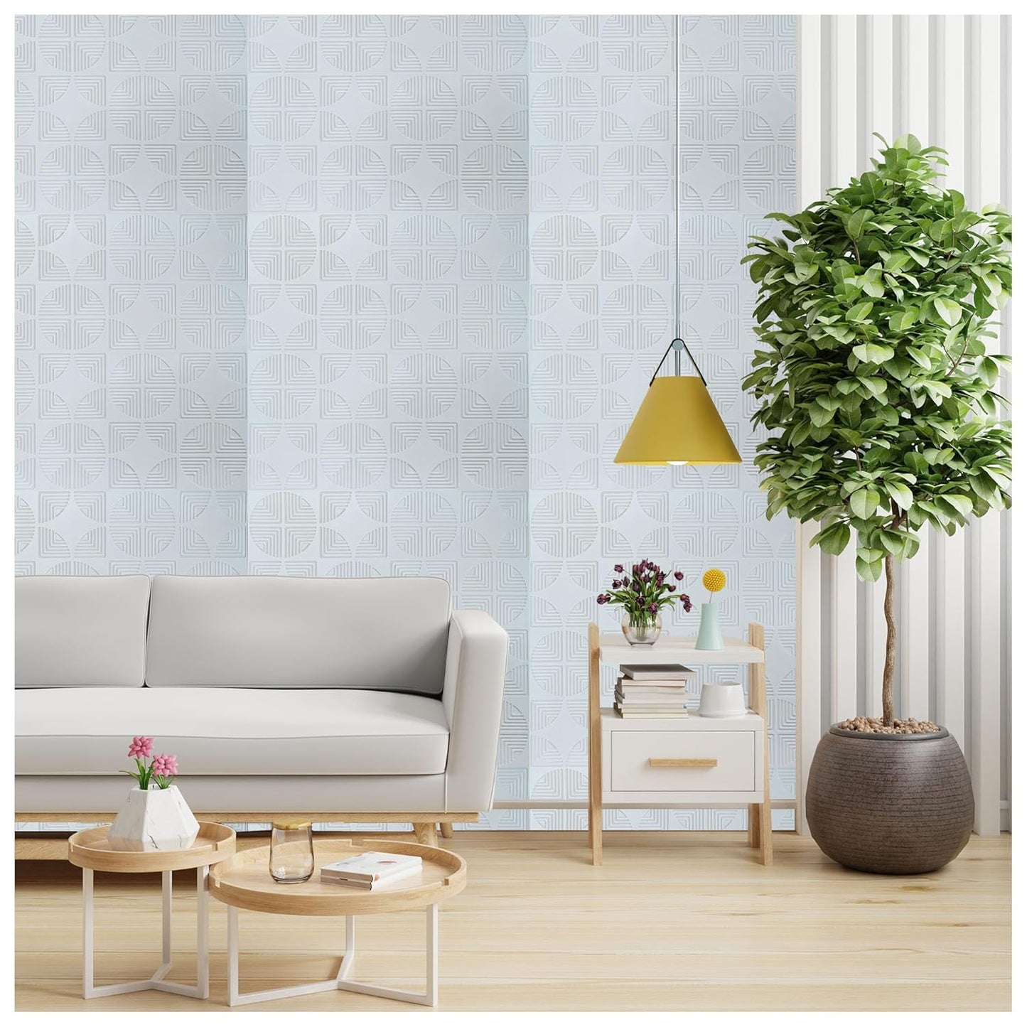 3D Self-Adhesive Wall Panels-(12Pc)White Geometric Design