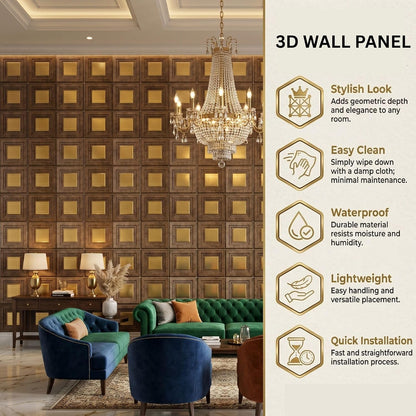 3D Wall Panels for Home Decor PVC Acrylic Square Box Design 50X50 cm