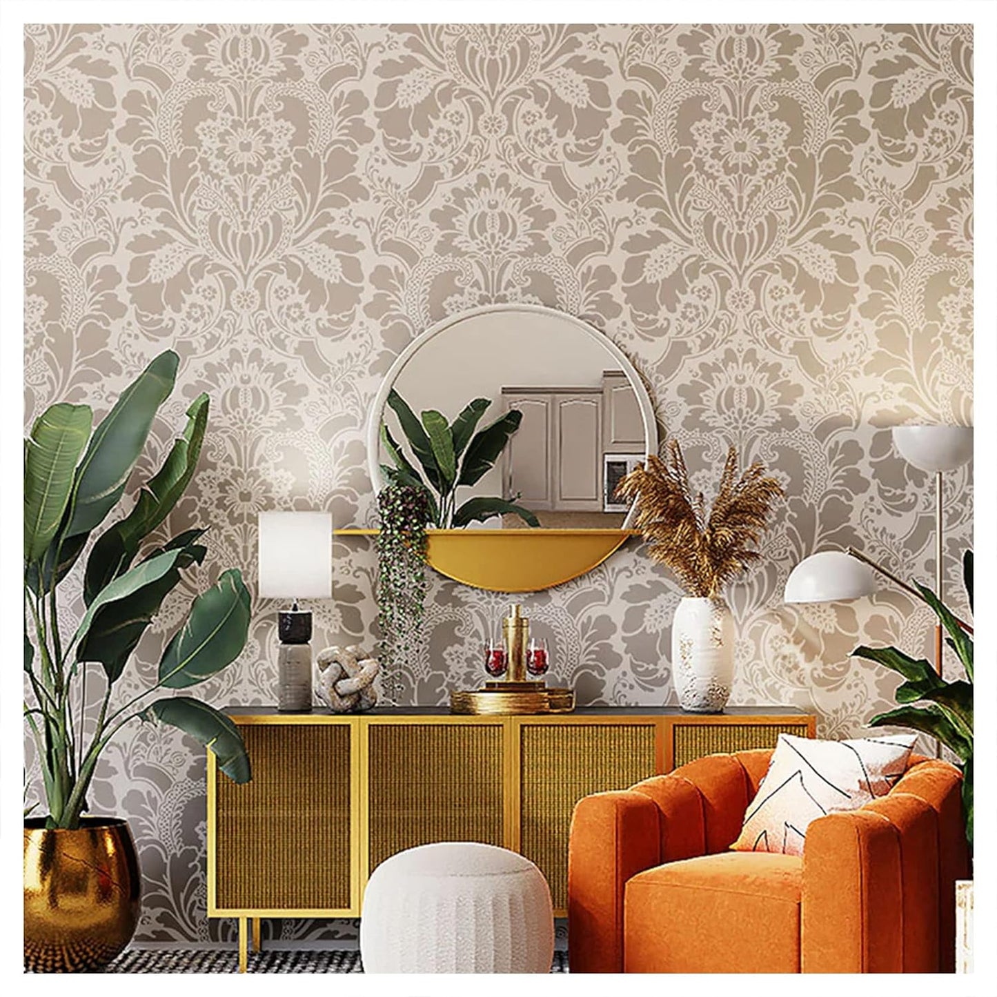 Latest Damask Floral Stencils for Wall Painting - Pack of 1, Sheet Size 36 x 48 inch/Design for Wall Painting 34 X 46 Inch - Large
