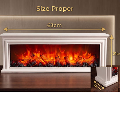 Modern Fluted LED Fireplace Light – Tabletop Flame-Classic White Mantel LED Fireplace Lantern