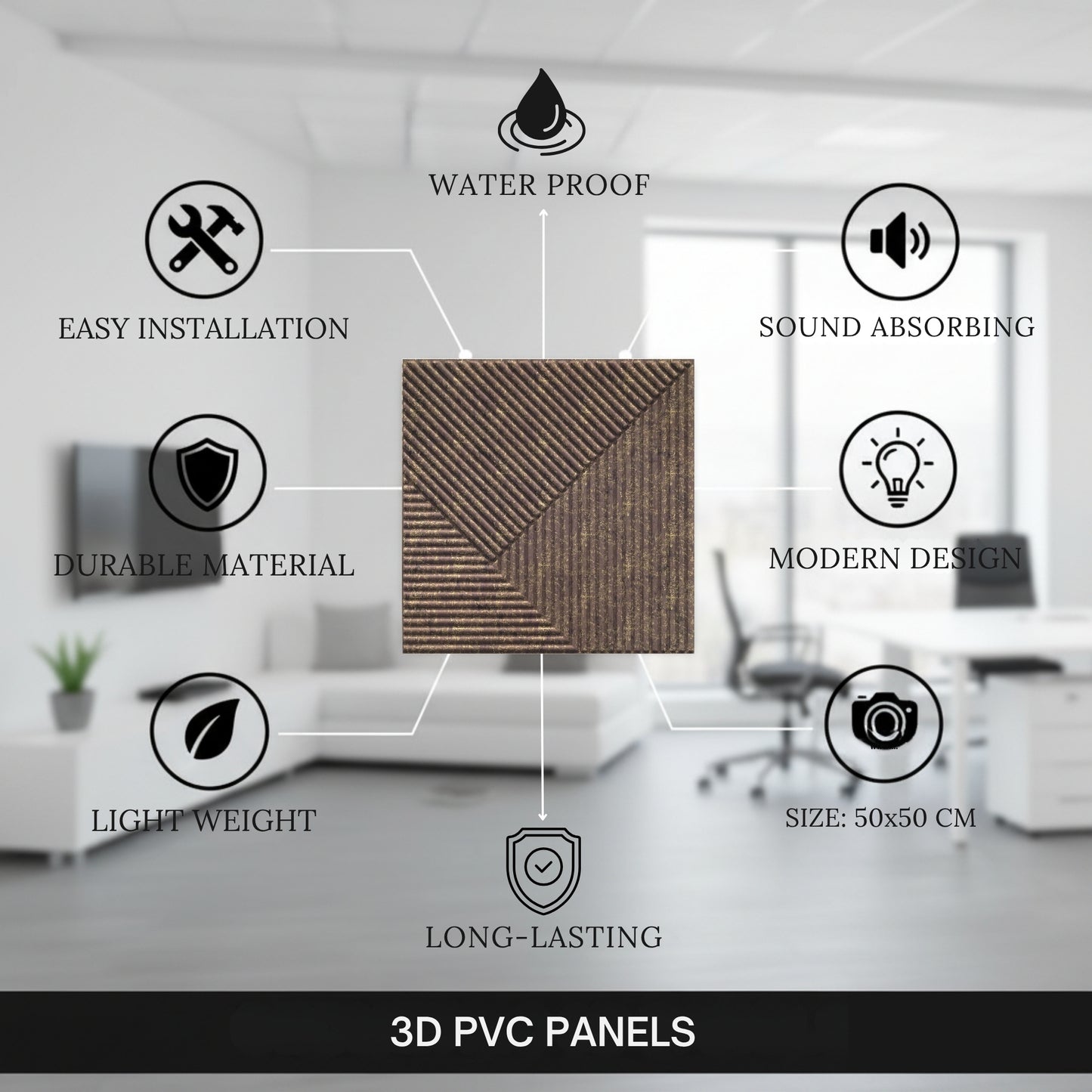 Magnum Brown 3D Wall Panels Stripe Design