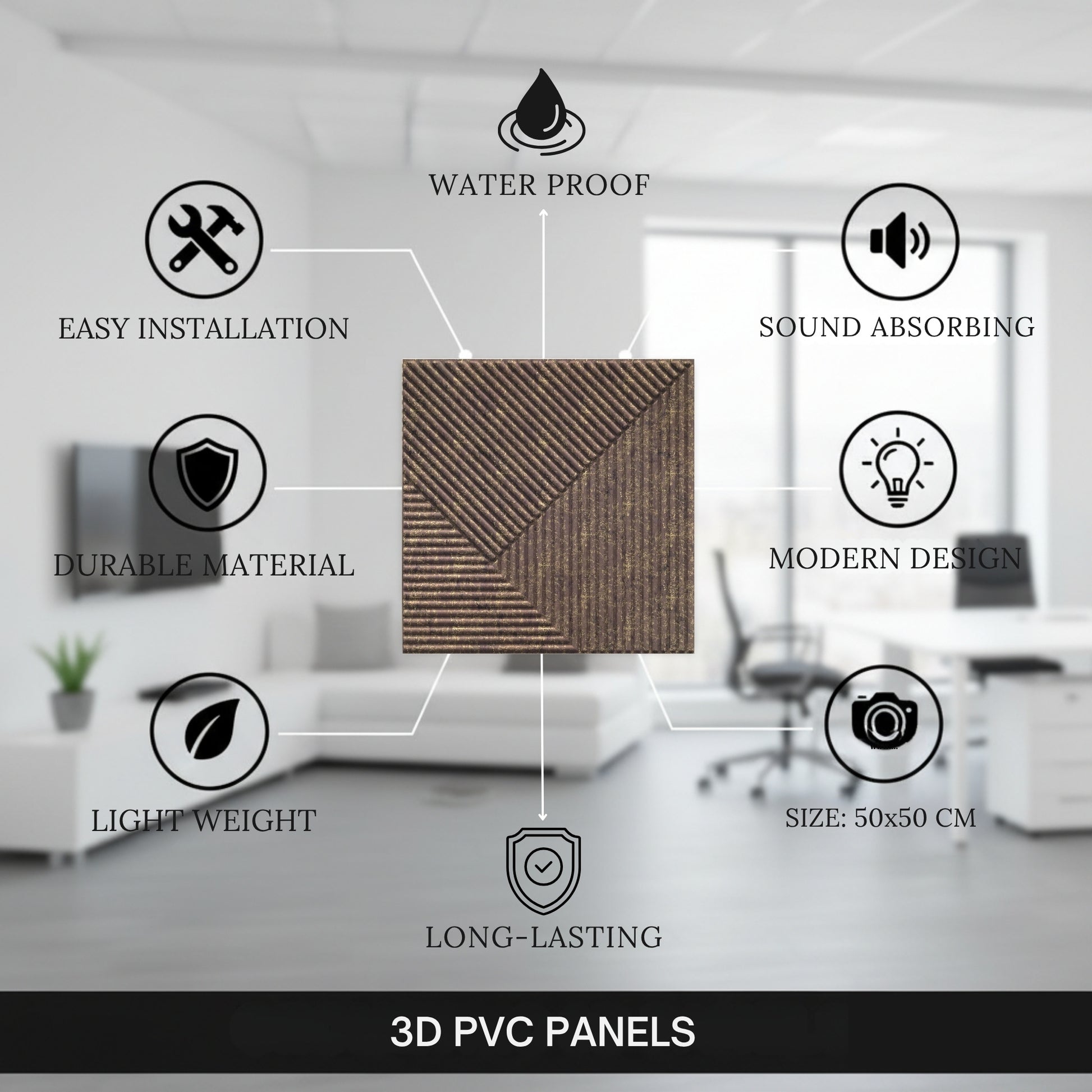 Magnum Brown 3D Wall Panels Stripe Design
