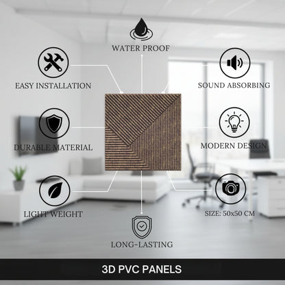 Magnum Brown 3D Wall Panels Stripe Design
