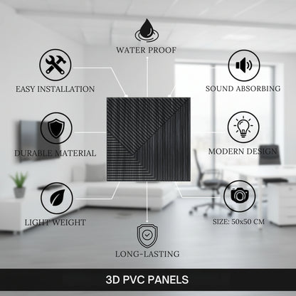 Gray Pine Wood 3D Wall Panels Stripe Design