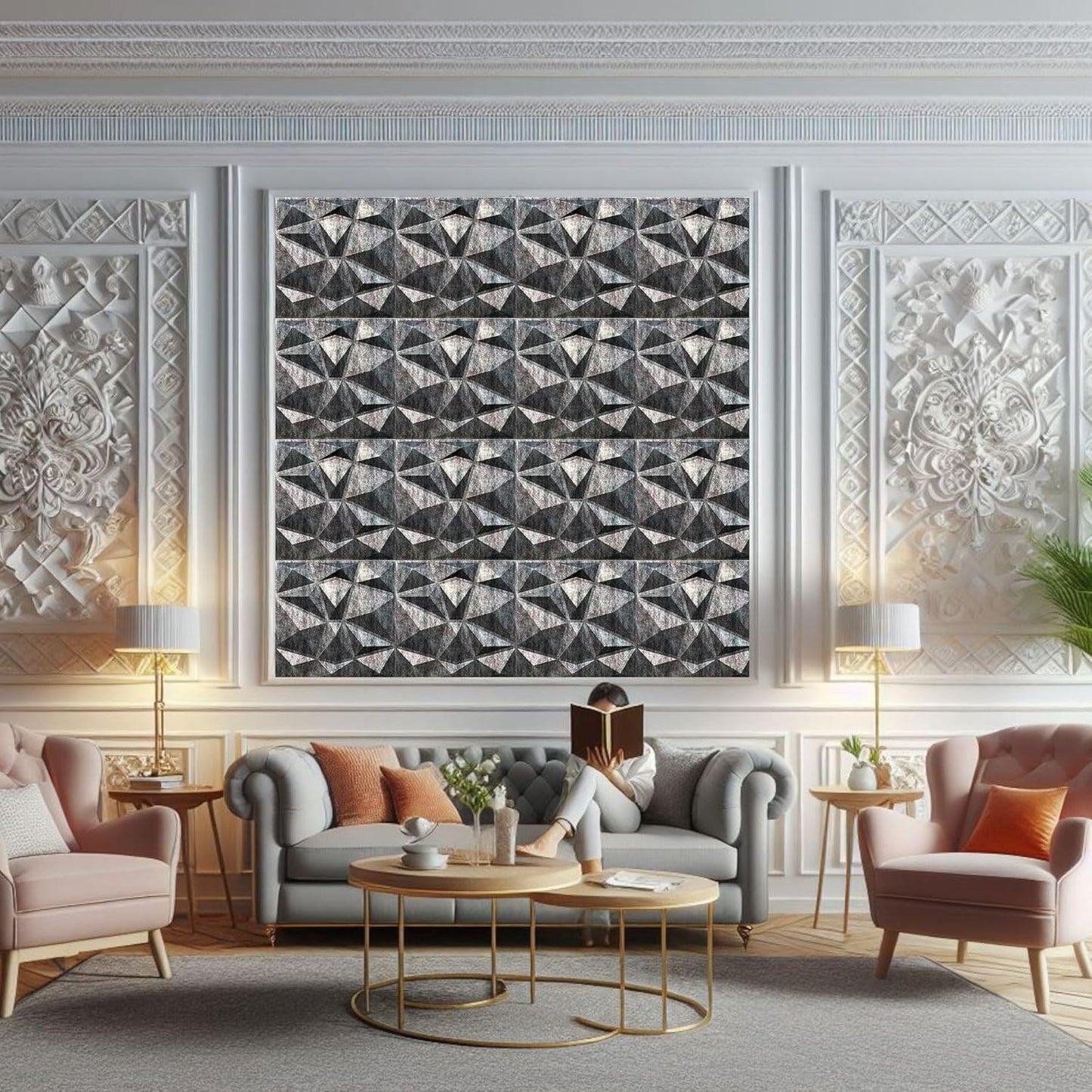 3D PVC Wall Panel, Thunder Diamond Design(12Pc)