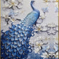 Crystal Painting for Wall Decoration with Golden Frame, Size- 61 X 81 Cm-  Crystal Peacock Flower