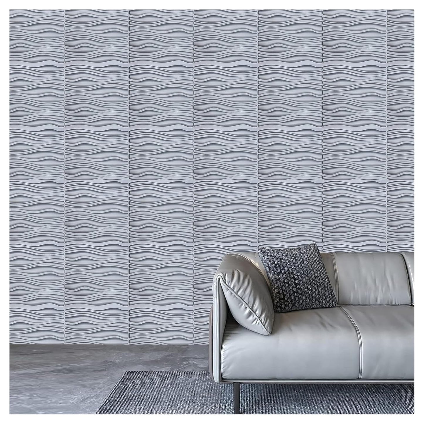 3D PVC Wall Panel, Wave Design Grey(12Pc)