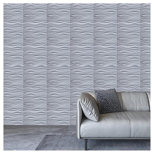 3D PVC Wall Panel, Wave Design Grey(40Pc)