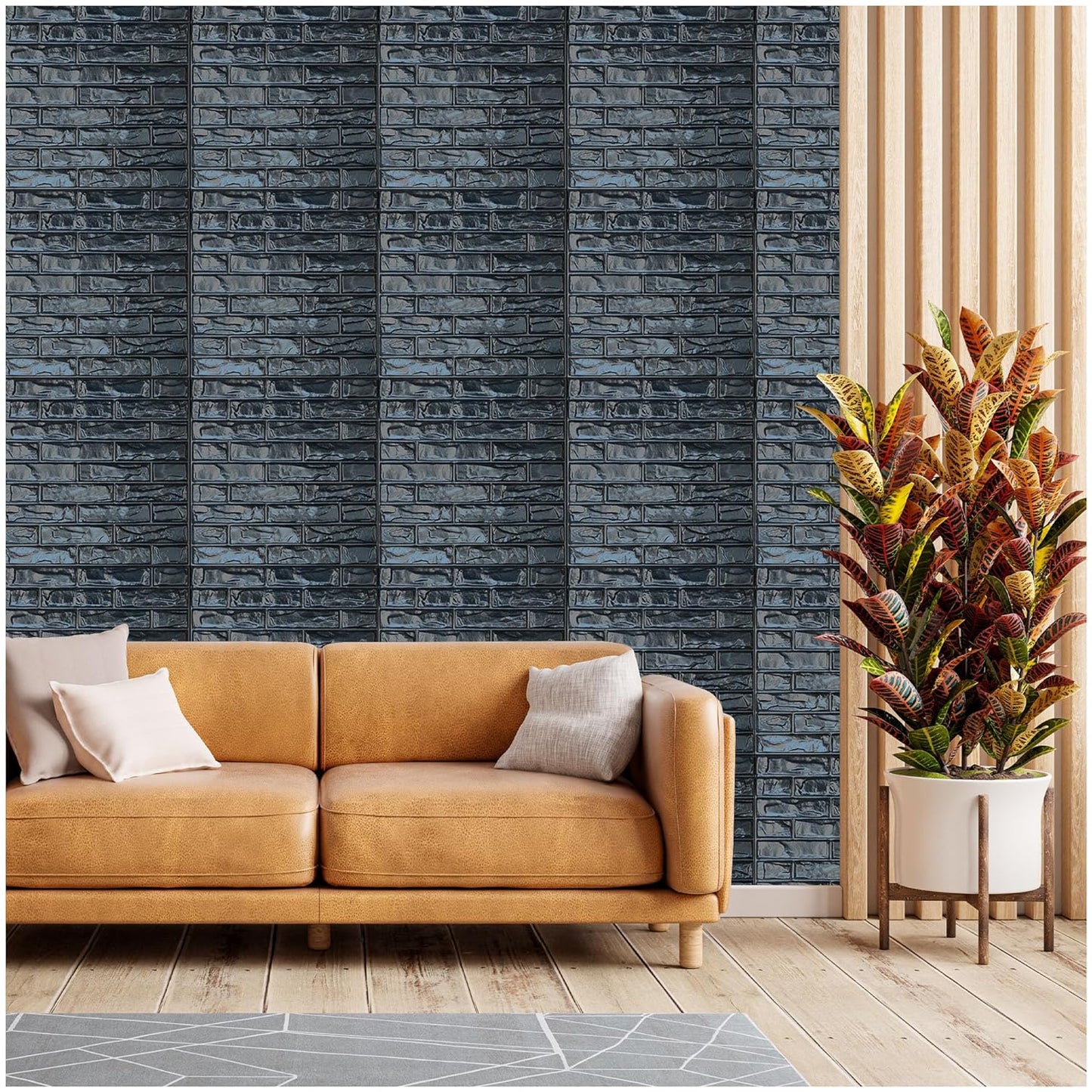 Black Brick Design 3D PVC Wall Panels-(19.7 x 19.7,  A-1)