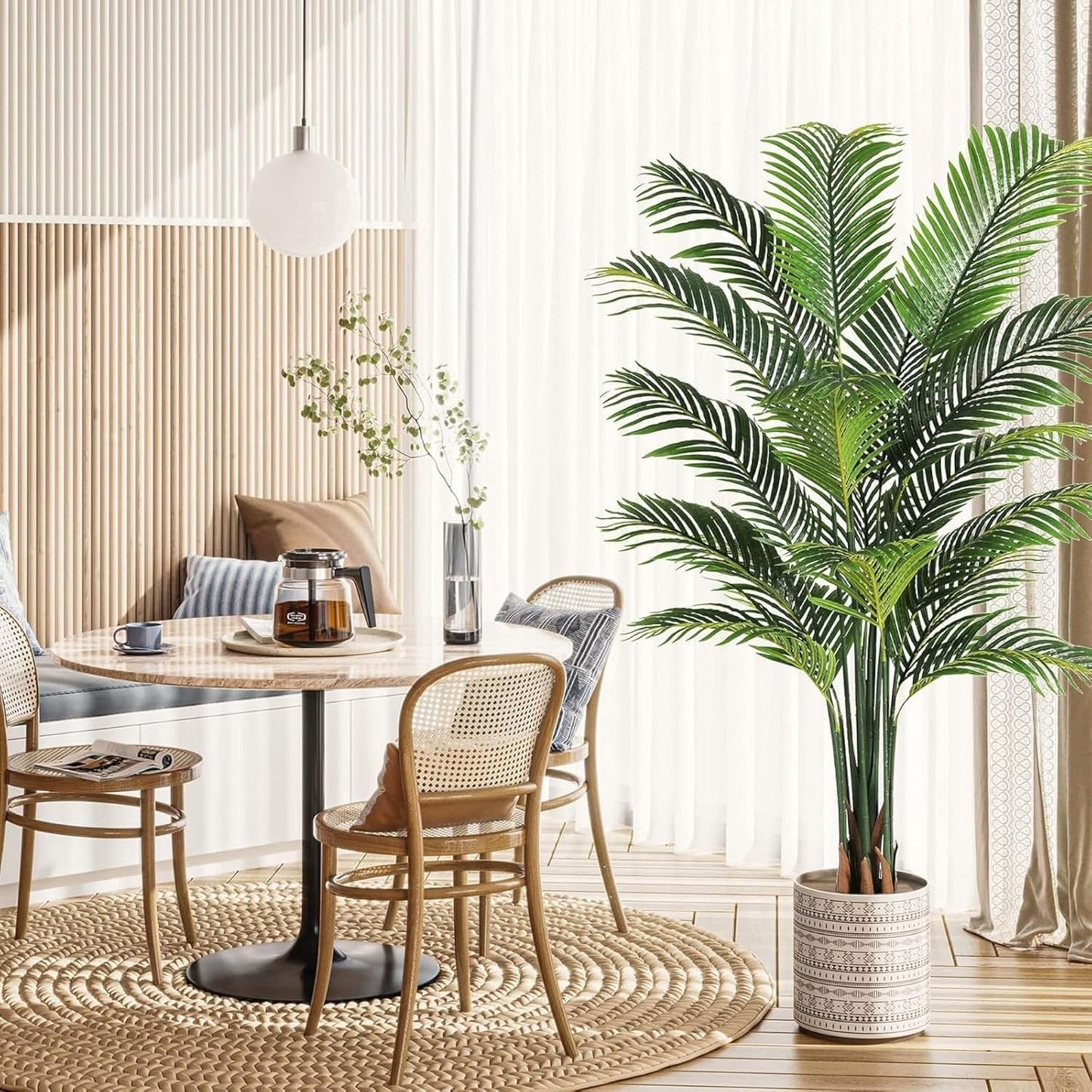 Artificial Palm Tree 6.5 Feet Faux Plant for Home Decor with Pot