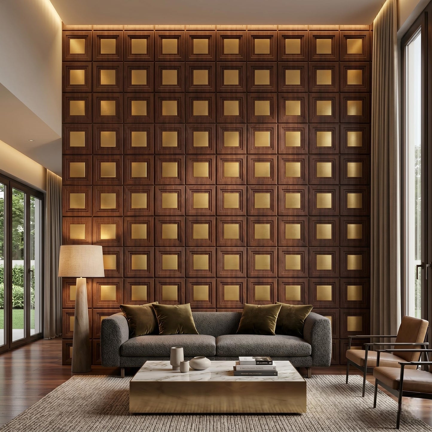 3D Wall Panels for Home Decor PVC Acrylic Square Box Design 50X50 cm