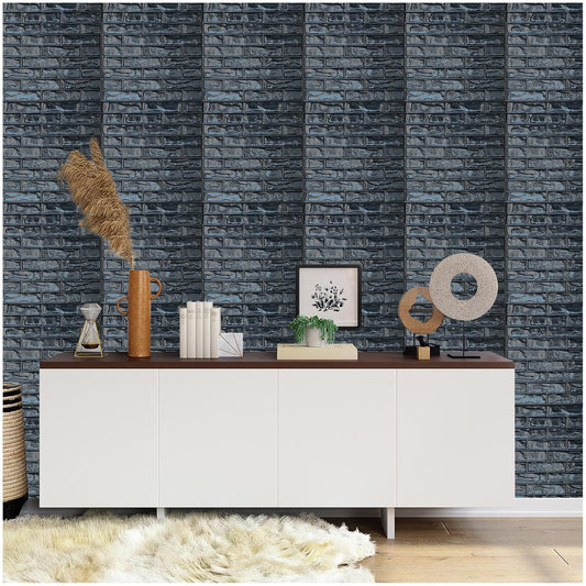 3D PVC Wall Panel, Black Brick Design(18Pc)