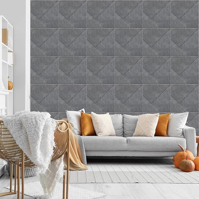 3D Wall Panels for Home Decor PVC Stripe Design 50X50 cm
