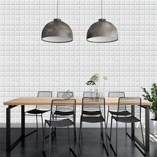 3D PVC Wall Panel, Kitkat Design White(40Pc)