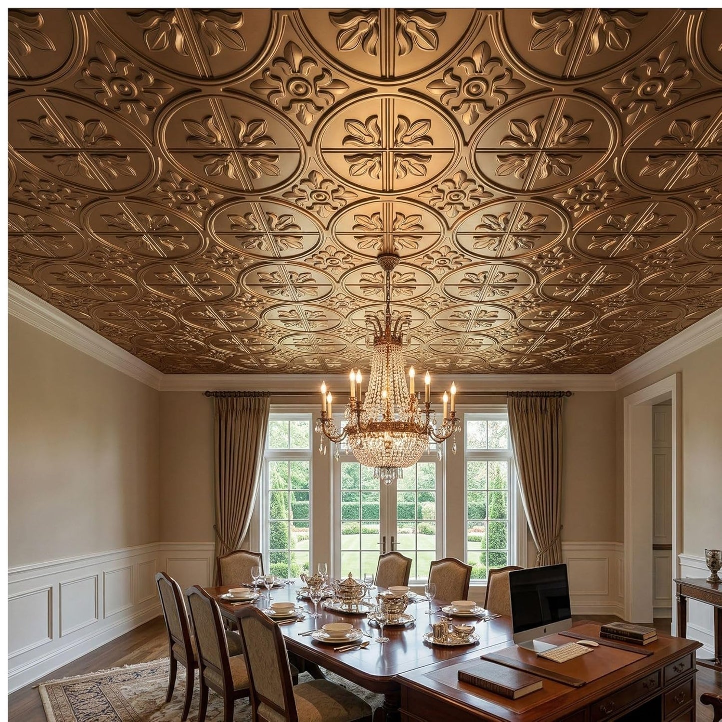 Modern PVC False Ceiling 60x60 cm - 4 Sq Ft Coverage- D213 Royal Finish