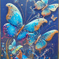 Crystal Painting for Wall Decoration with Golden Frame, Size 40 X 61 Cm- Crystal Butterfly