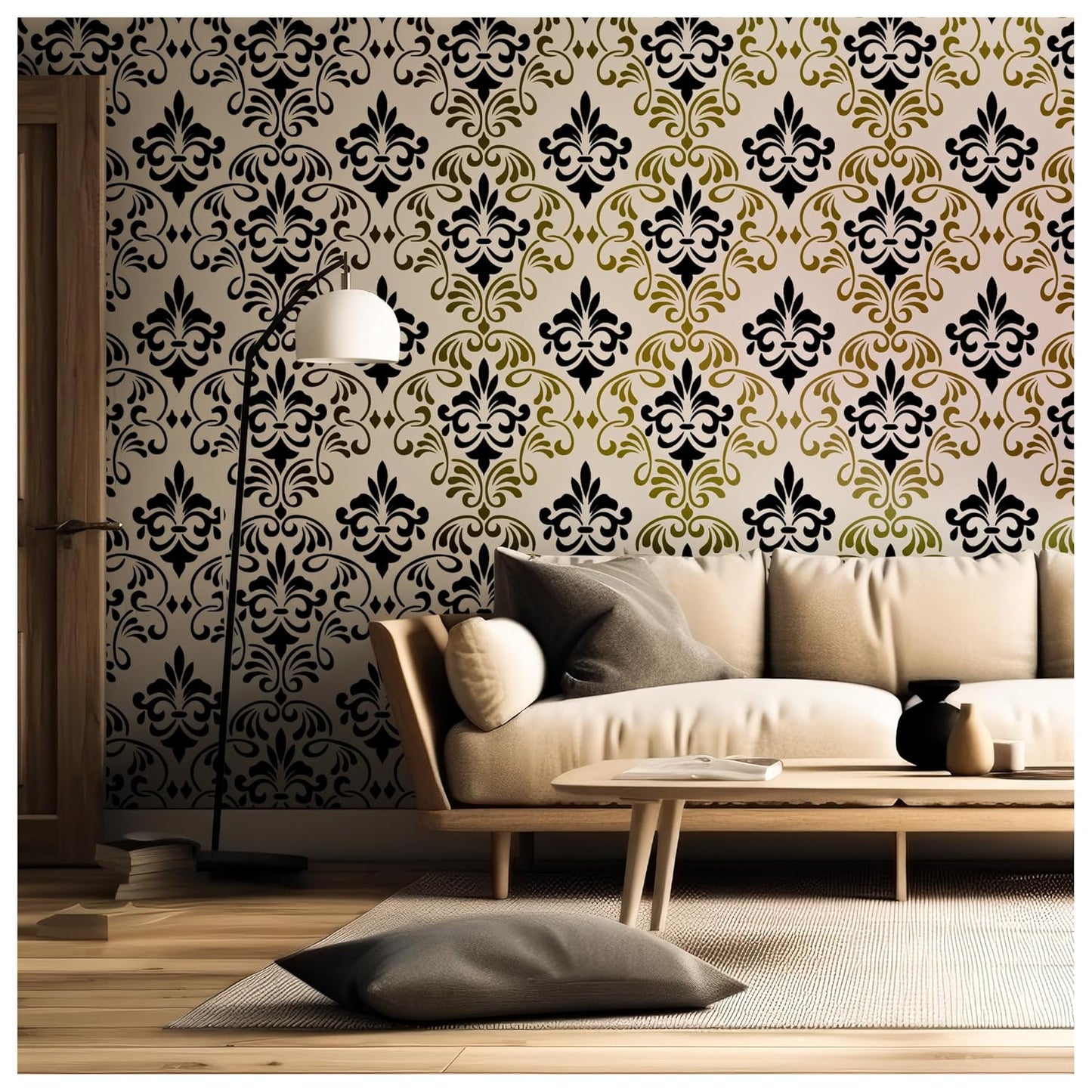 Stencils for Wall Painting (Size 41 X 61 cm) Damask Design