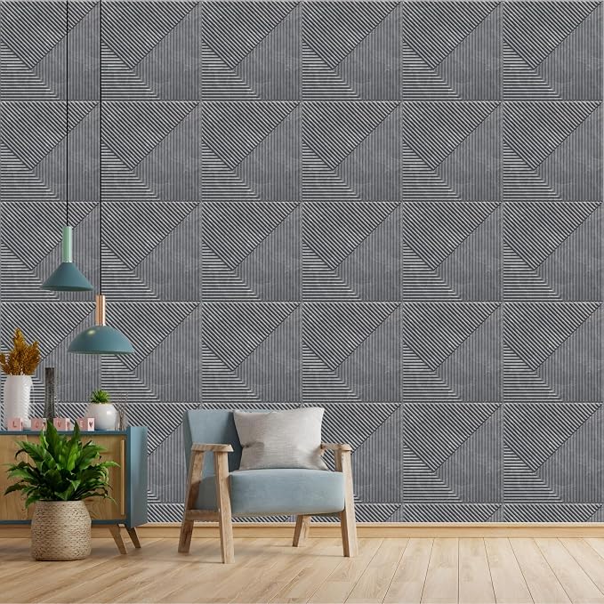 3D Wall Panels for Home Decor PVC Stripe Design 50X50 cm