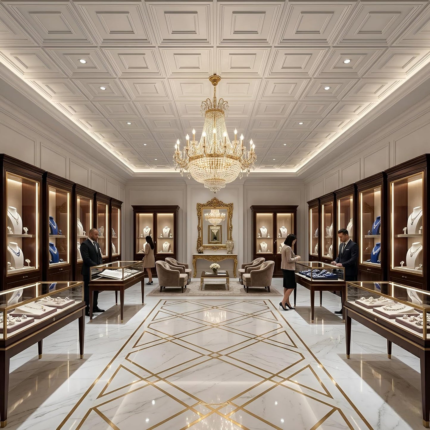 Modern PVC False Ceiling 60x60 cm - 4 Sq Ft Coverage- D080 Royal Finish