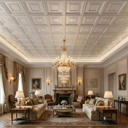 Modern PVC False Ceiling - 60x60 cm Square Design White