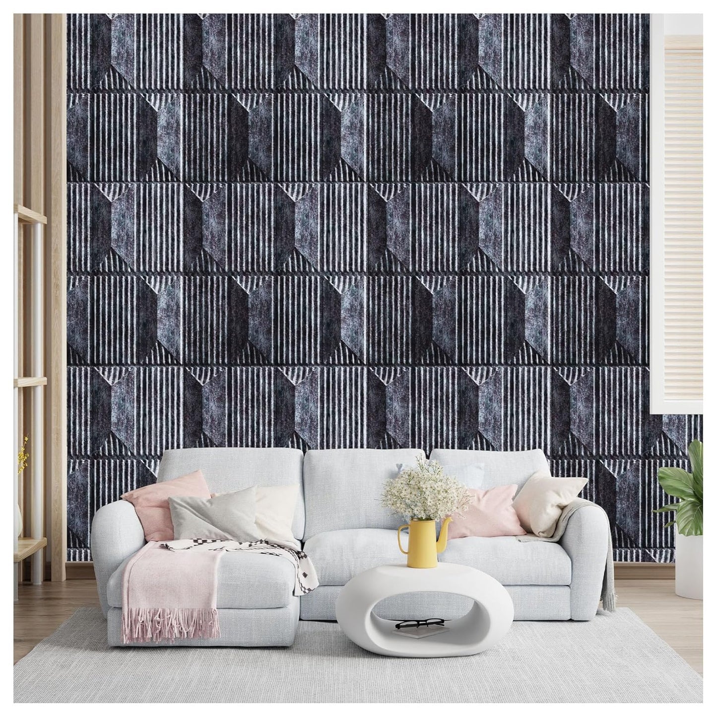 3D PVC Wall Panel, Thunder Black Artisan Design(12Pc)