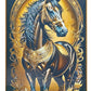 Crystal Painting for Wall Decoration with Golden Frame, Size 40 X 61 Cm- Crystal Black Horse