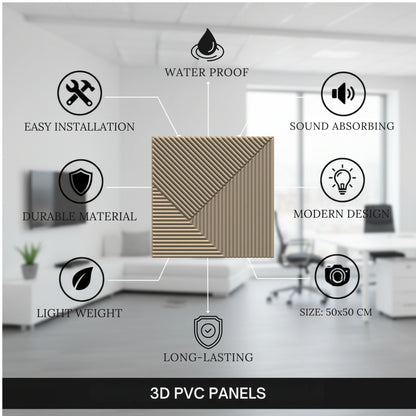 Mega Greige 3D Wall Panels Stripe Design