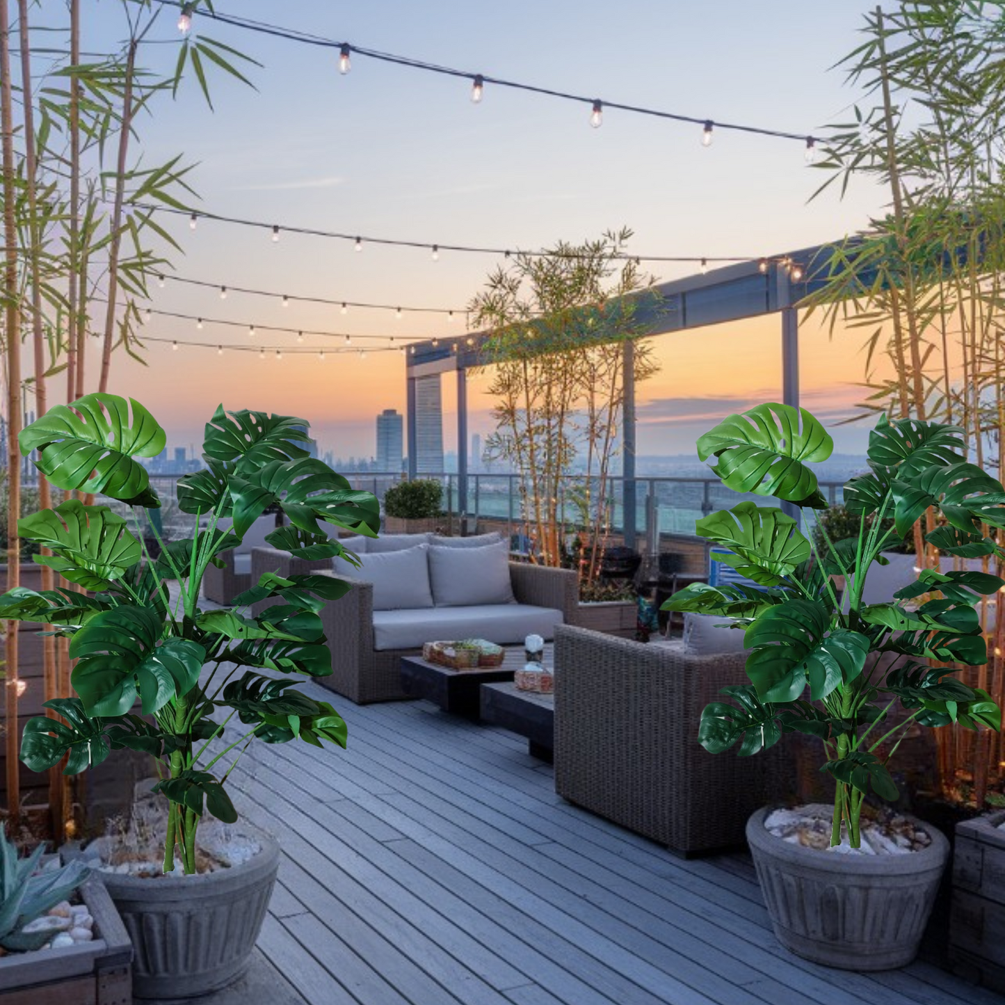 Artificial Monstera Plant with Pot for Home Decor