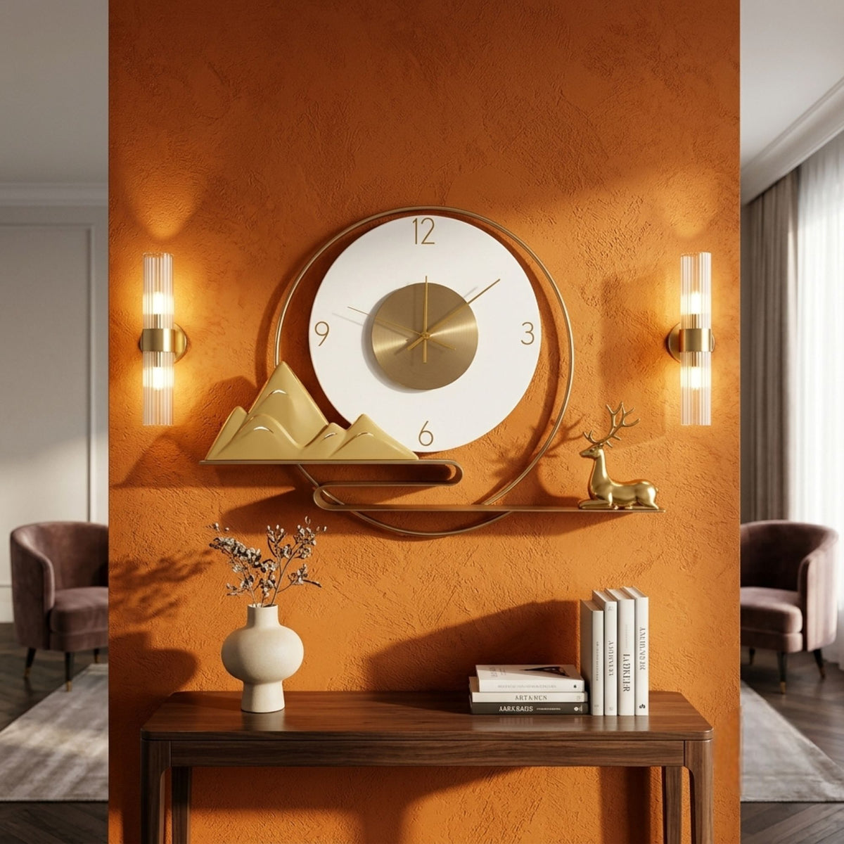 Relife Metal Wall Clock Antique Decorative Size- 62X42X1 cm | Sitting Deer