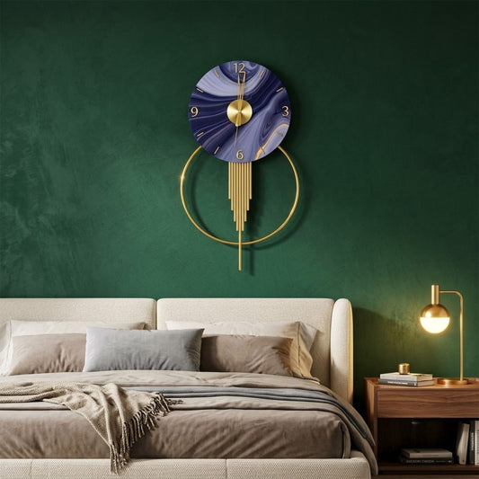 Relife Metal Wall Clock Antique Decorative Size- 50X95X1 cm | Blue Marble