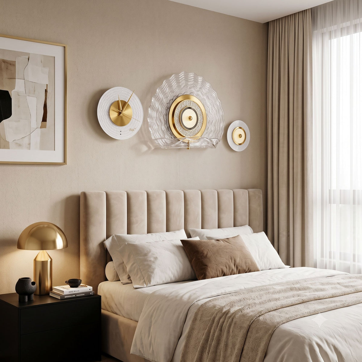 Relife Metal Wall Clock Antique Decorative Size- 50X41.5 / 24X24 cm | Gold White