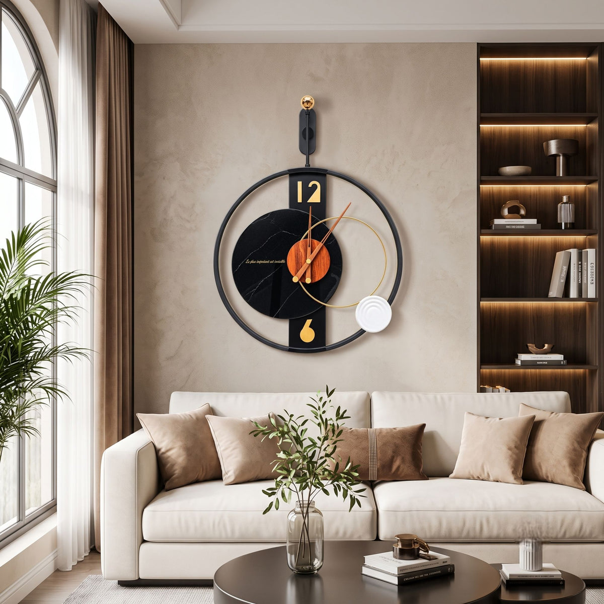 Relife Metal Wall Clock Antique Decorative Size- 70X50X8 cm | Black Wood