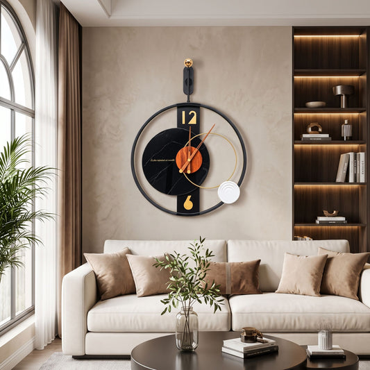 Relife Metal Wall Clock Antique Decorative Size- 70X50X8 cm | Black Wood