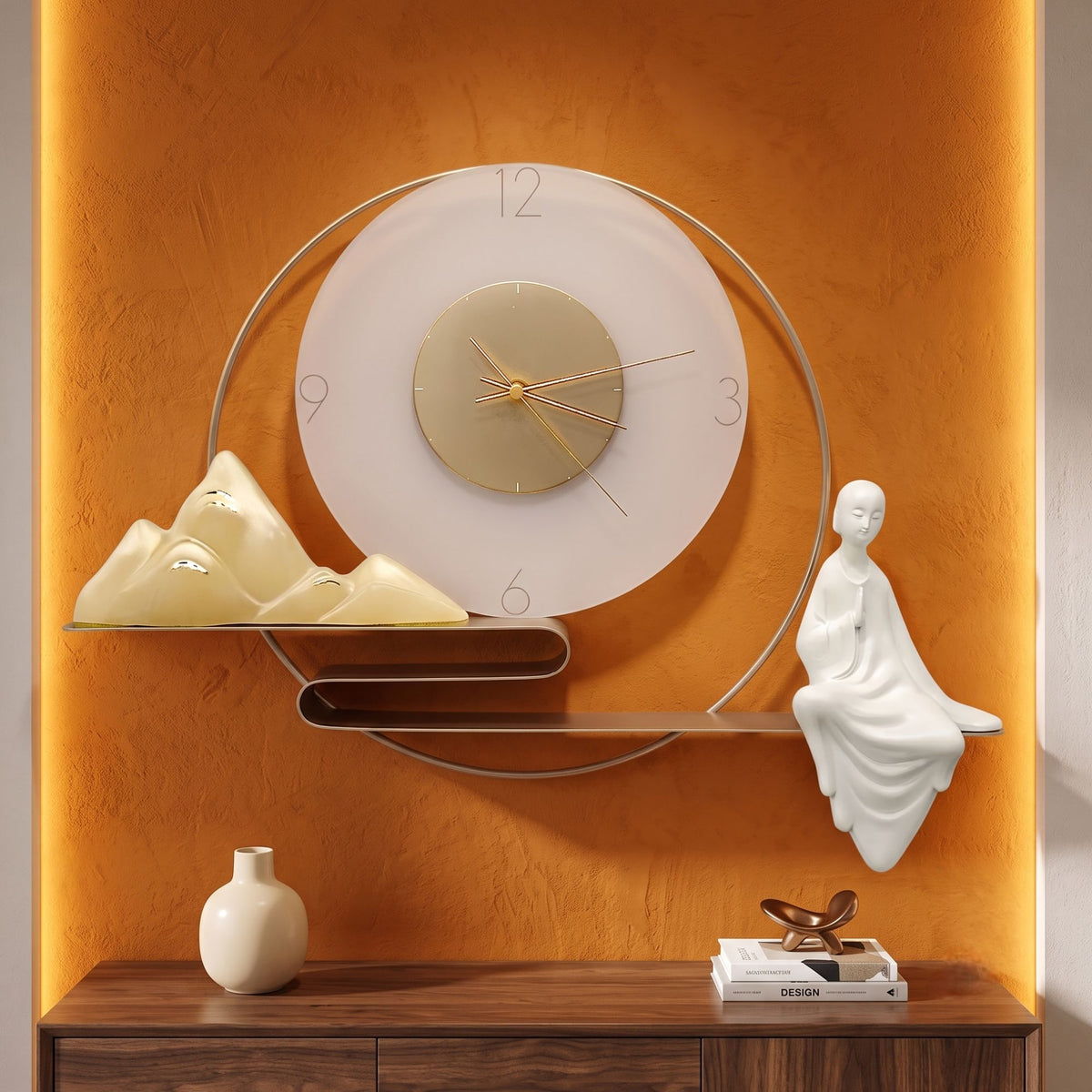 Relife Metal Wall Clock Antique Decorative Size- 61X42X1 cm | Calm Girl Mountain