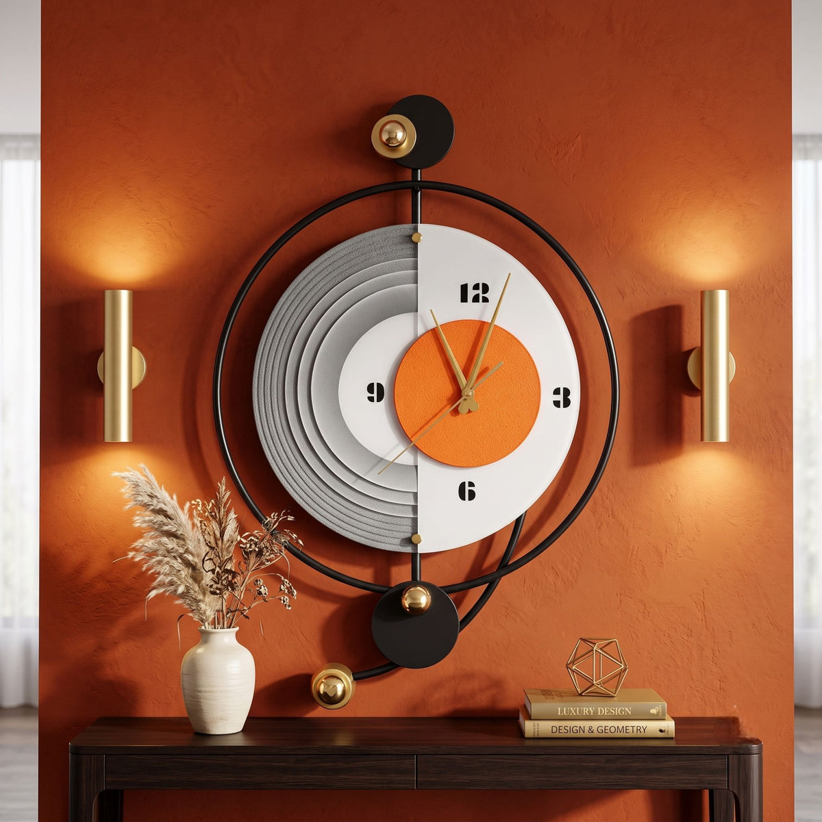 Relife Metal Wall Clock Antique Decorative | Black Ring