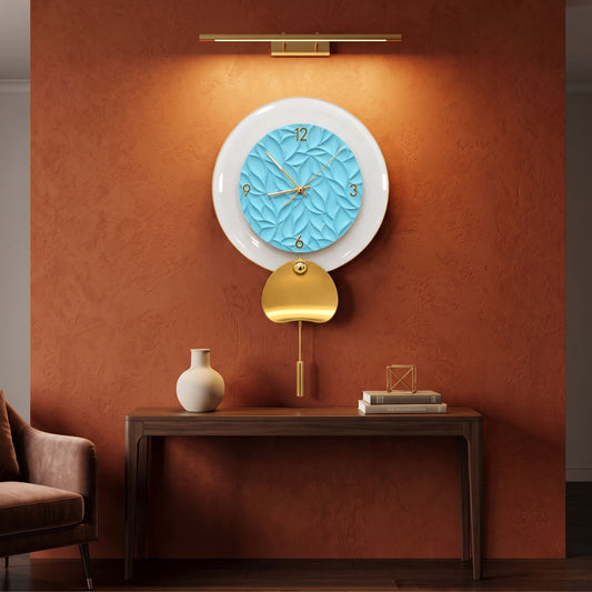 Relife Metal Wall Clock Antique Decorative | Sky Blue Leaf