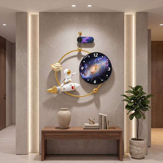 Relife Metal Wall Clock Antique Decorative Size- 66X50X7 cm | Astronaut