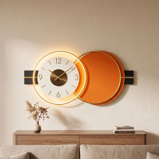 Relife Metal Wall Clock Antique Decorative | Orange circle