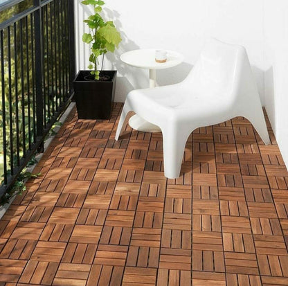 Interlocking Deck Tiles for Balcony & Outdoor Flooring for Terrace, Garden & Patio, Pack of 12