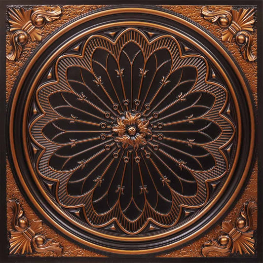 Antique Copper Color Grand Dahlia Design PVC Ceiling Panel
