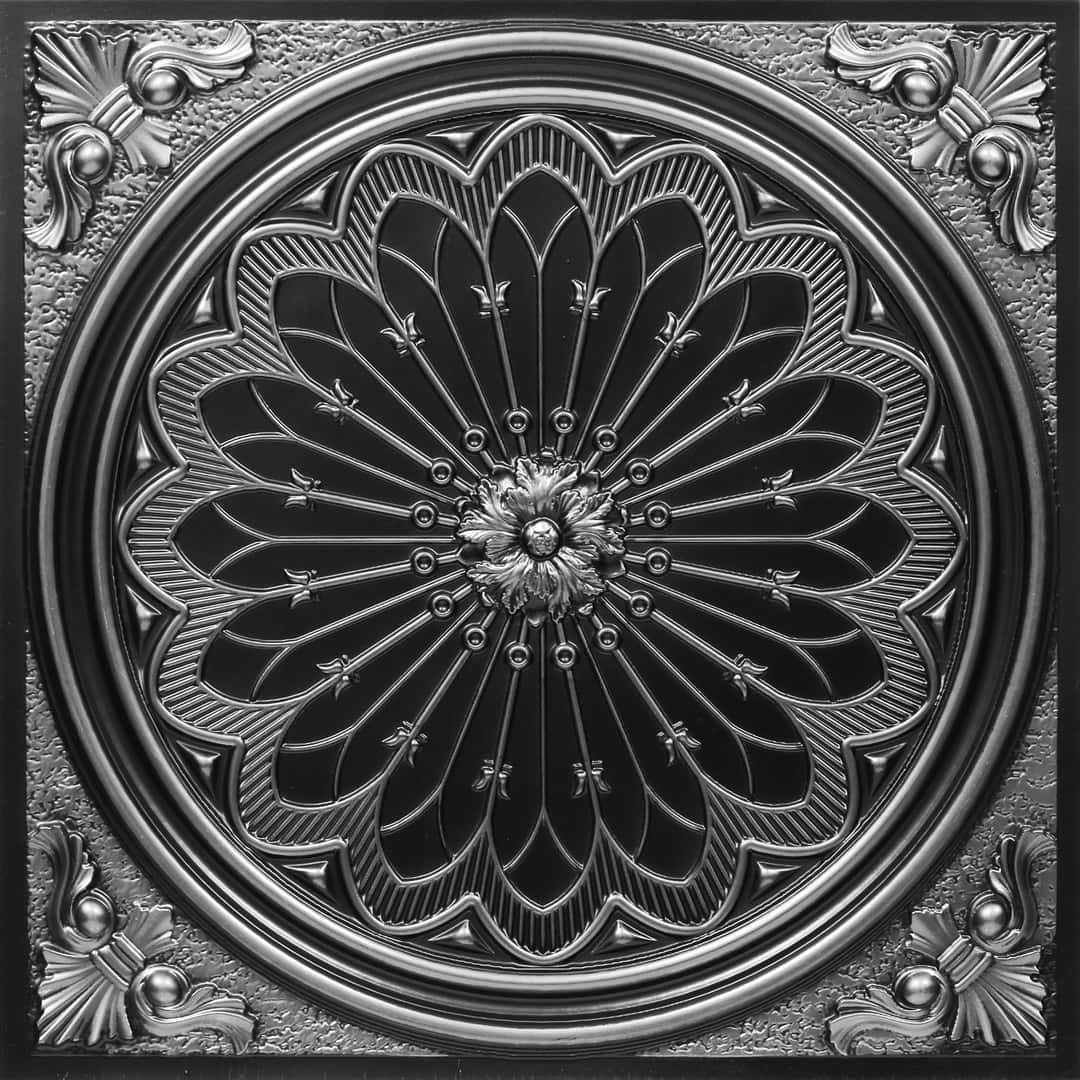 Antique Silver Color Grand Dahlia Design PVC Ceiling Panel