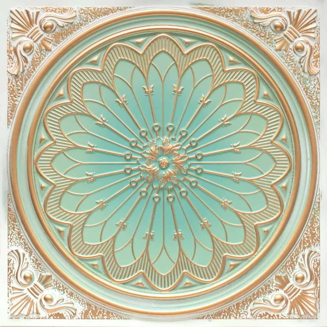 Arabian Green Color Grand Dahlia Design PVC Ceiling Panel