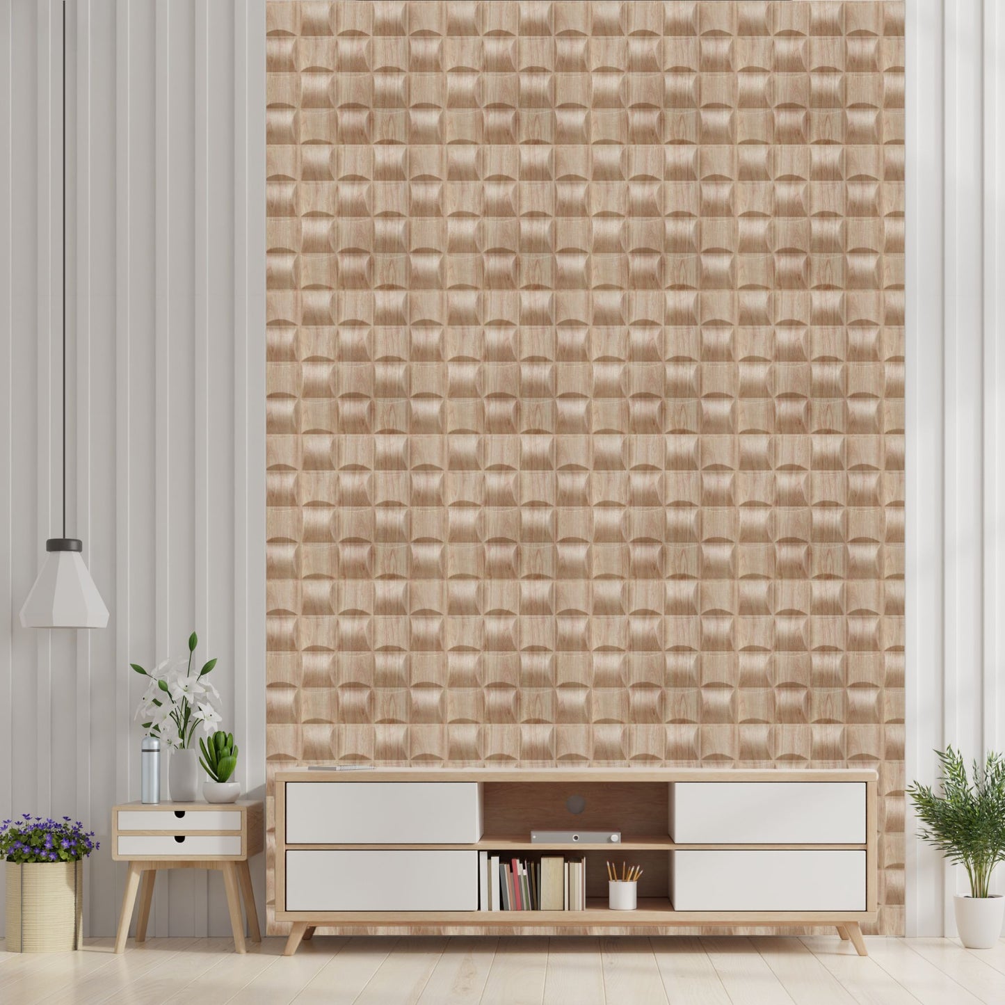 Beechwood Block Design 3D Wall Panel View-1