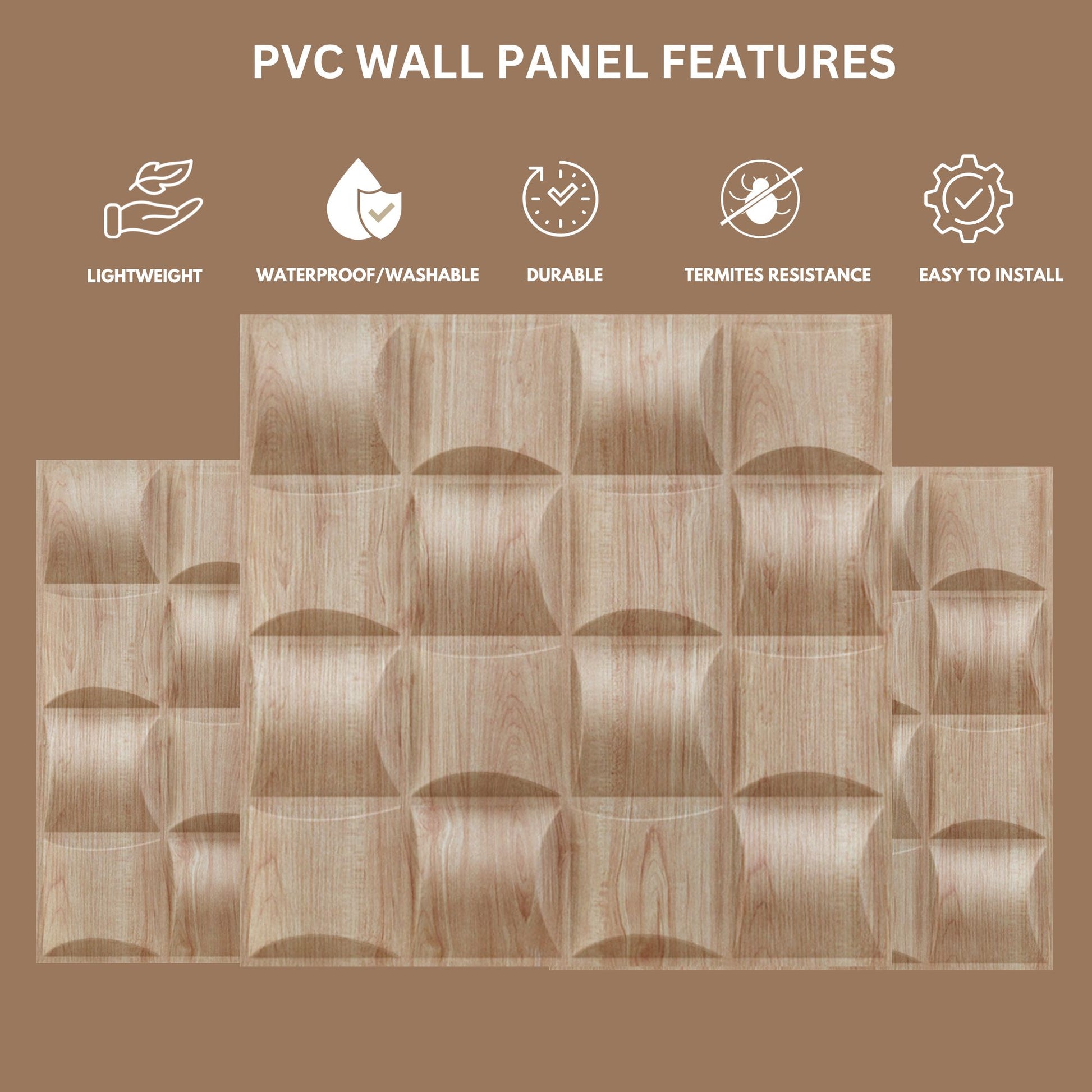 Beechwood Block Design 3D Wall Panel View-2