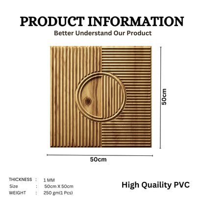 Beech Wood Self Adhesive PVC wall Panels Fluted Circle Design
