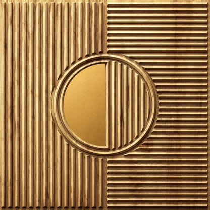 Beech Wood - Gold Self Adhesive PVC wall Panels Fluted Circle Design
