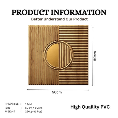 Beech Wood - Gold Self Adhesive PVC wall Panels Fluted Circle Design
